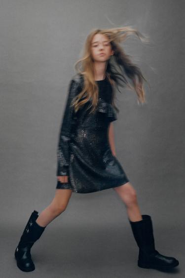 Zara Платье с воланами и блеском