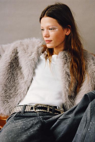 Zara Короткая куртка из искусственного меха