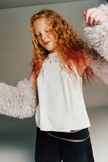 Zara Топ с горловиной халтер и стразами