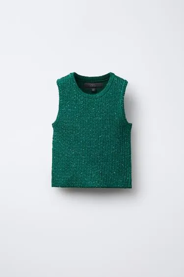 Трикотажный топ с пайетками- Заказать в России