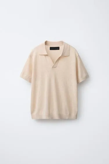 Гладкое поло из льна и хлопка- Заказать в России