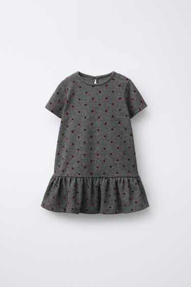 Zara Платье из ткани «гусиная лапка» с рельефными сердечками