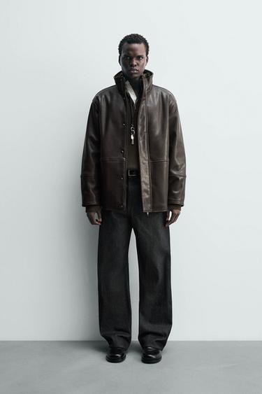 Zara Контрастная куртка из искусственной кожи