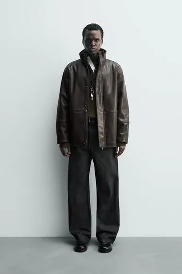 Контрастная куртка из искусственной кожи