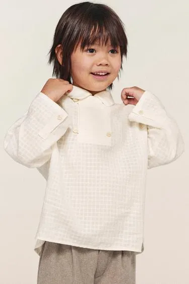 Рубашка из рельефной ткани с запахом- Заказать в России