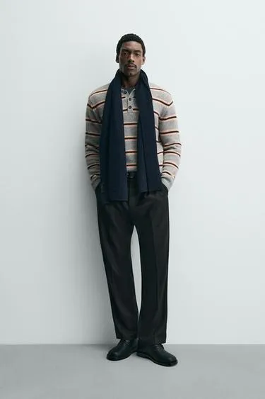 Трикотажное жаккардовое поло в полоску- Заказать в России