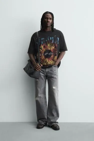 Трикотажная футболка с контрастным принтом