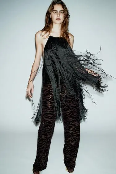 Топ халтер из бархата с бахромой- Заказать в России