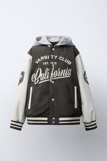 Zara Бомбер с капюшоном и рукавами из искусственной кожи купить с доставкой.