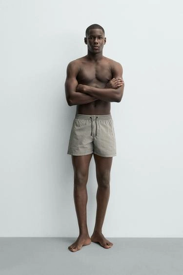 MID-LENGTH SEERSUCKER SWIMMING TRUNKS- Заказать в России
