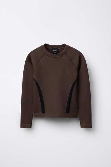 Zara Бесшовный лонгслив с контрастными деталями из лыжной коллекции