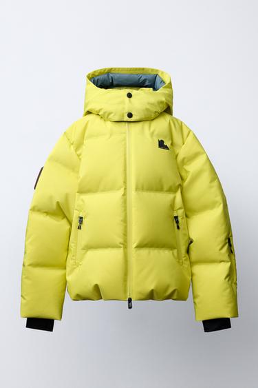 Zara Пуховик с отстёгивающимся капюшоном, водонепроницаемый и ветрозащитный, коллекция лыжной экипировки RECCO® SYSTEM