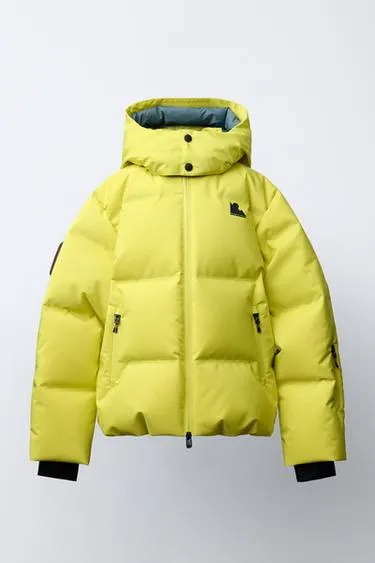 DOWN FEATHER JACKET WITH DETACHABLE HOODIE, WATER-RESISTANT AND WINDPROOF RECCO® SYSTEM SKI COLLECTION