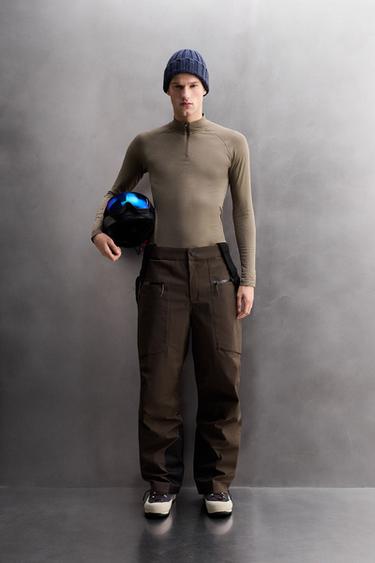 Zara Компрессионная футболка для катания на лыжах с воротником на молнии