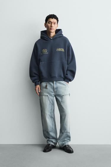 Zara Толстовка с эффектом потертости с надписями и принтами купить с доставкой.