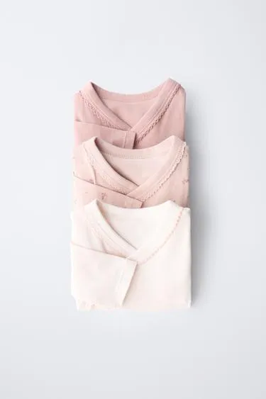 Набор из трех боди-кимоно с цветочным принтом- Заказать в России