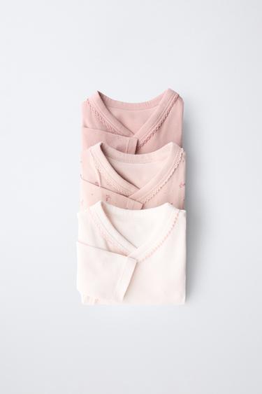 Zara Набор из 3 боди с KIMONO вырезом и цветочным принтом