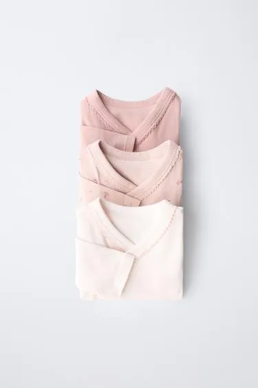 Набор из 3 боди с KIMONO вырезом и цветочным принтом