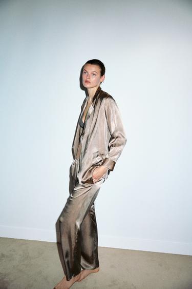 Zara Рубашка в полоску в пижамном стиле