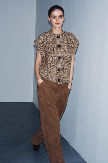 Zara Жилет крупной вязки купить с доставкой.