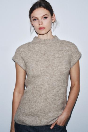 Zara Топ из мягкой альпакиевой смеси с эффектом меха