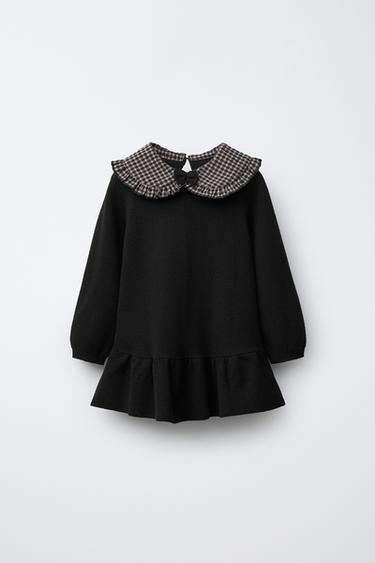 Zara Вязаное платье с воротником в клетку виши