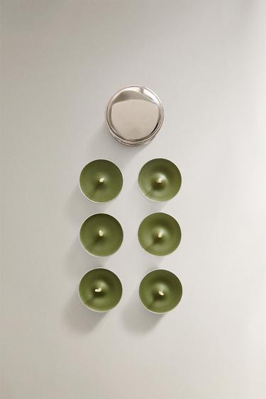 Zara Набор биологически деградируемых чайных свечей с ароматом базилика и серебряной банкой