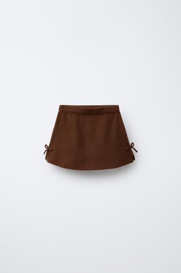 Zara Трикотажная юбка со смесовой шерстью и бантами