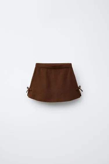 Трикотажная юбка со смесовой шерстью и бантами