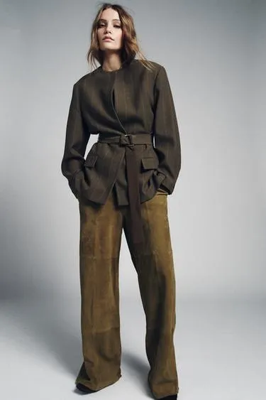 Блейзер в полоску с поясом — ZW COLLECTION