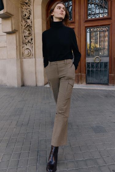 Zara Брюки карго «гусиная лапка» купить с доставкой.