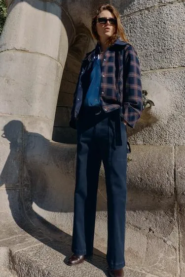 Стеганая куртка в клетку с капюшоном- Заказать в России