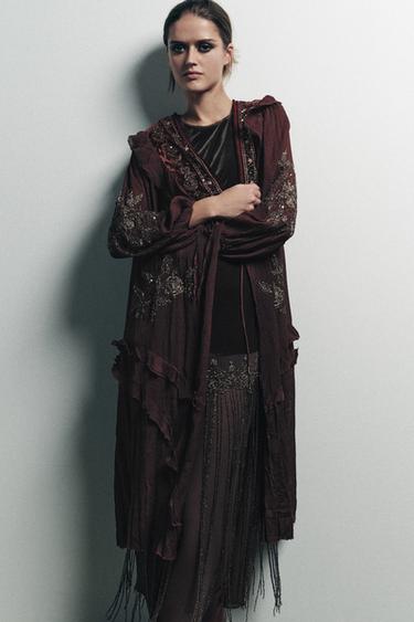 Zara Комбинированный топ из жоржета с пайетками