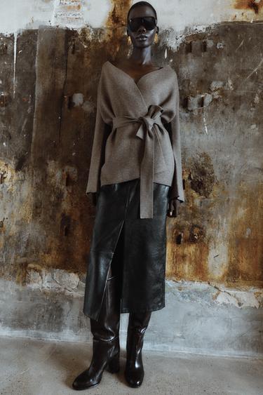 Zara Кардиган из вязаного полотна с поясом