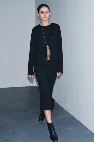 Zara Юбка миди из мягкой ткани