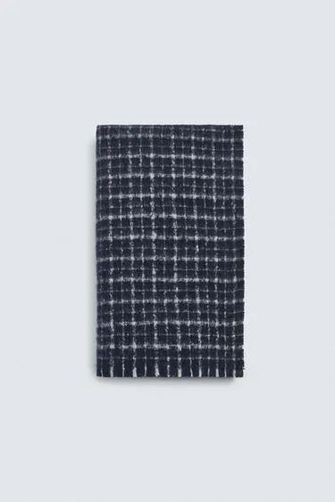 Шарф с начесом в клетку- Заказать в России