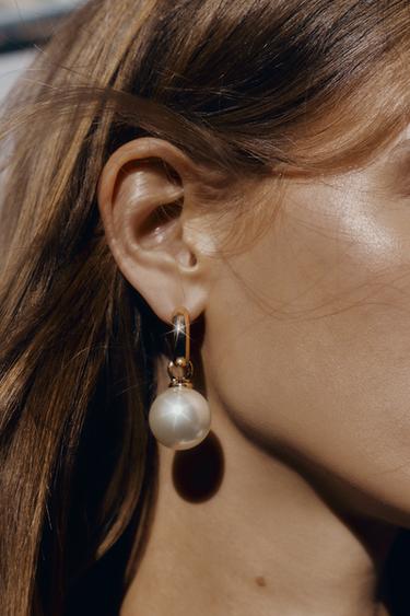 Zara Серьги-кольца с жемчугом