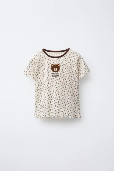 Рубашка с узором цветов и животным патчем- Заказать в России