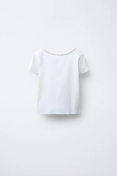 Топ в рубчик со стразами