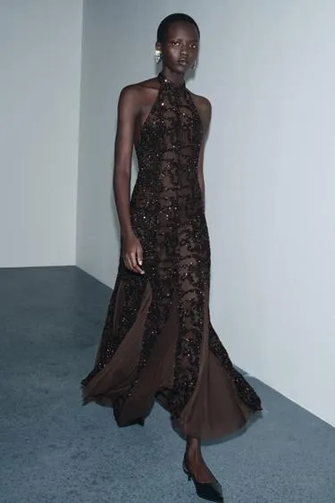 Платье халтер с пайетками- Заказать в России