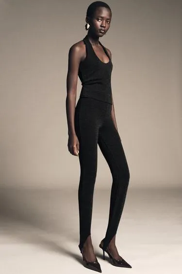 Эластичный топ халтер с блеском- Заказать в России