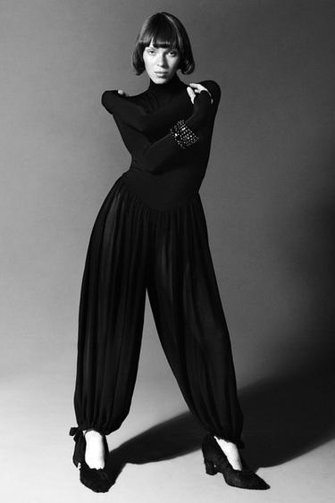 Zara Длинный комбинированный объемный комбинезон