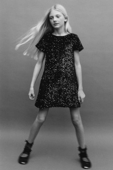 Zara Платье с пайетками и бархатным бантом