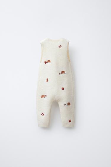 Zara Трикотажный комбинезон с вышивкой «ежики»