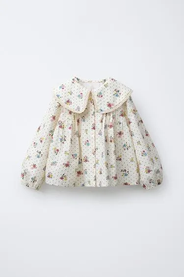 Рубашка с цветочным принтом и кружевом- Заказать в России