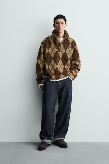 Zara Поло жаккардовое с ромбами купить с доставкой.