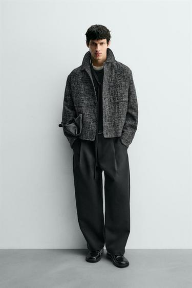 Zara Куртка-рубашка с карманами из рельефной ткани