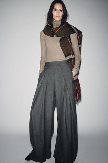 Zara Брюки WIDE LEG в полоску с защипами — ZW COLLECTION