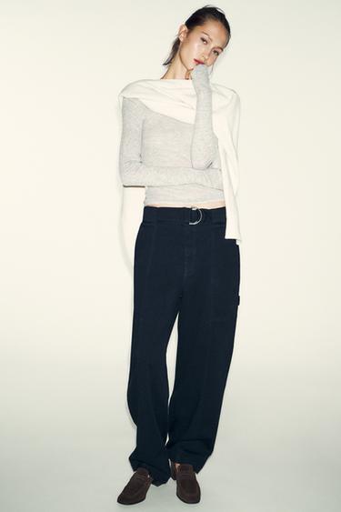 Zara Замшевые лоферы на каблуке