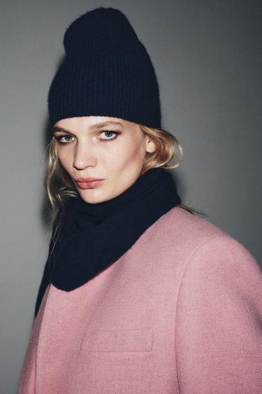 Zara Шапка из мериносовой шерсти и кашемира с рельефным узором